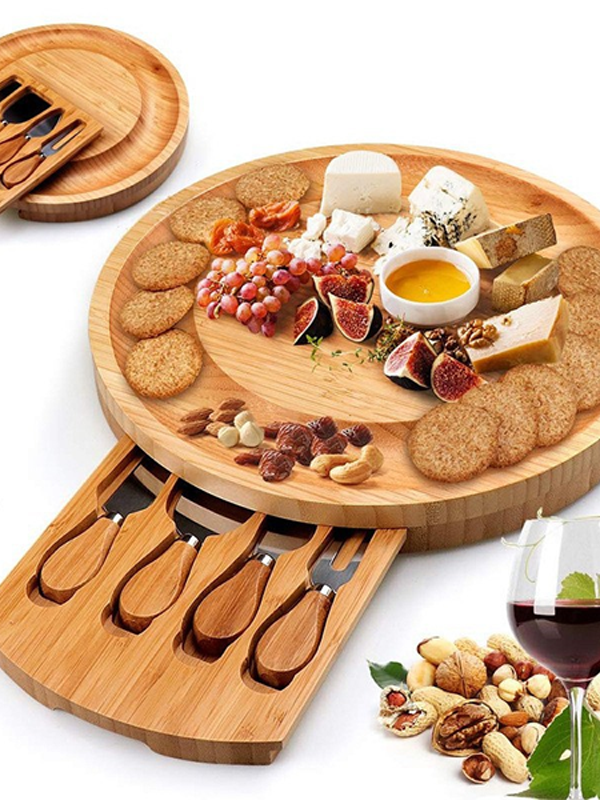 Bamboo cheese plate set
