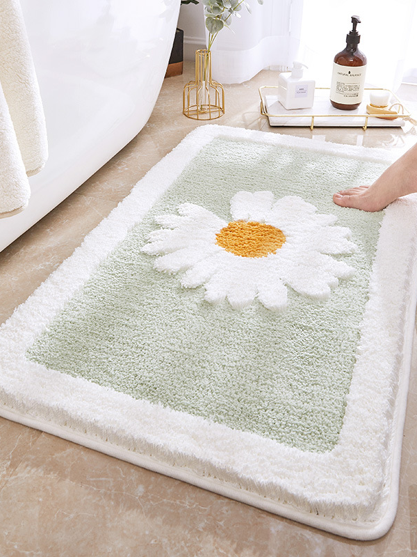 Cartoon daisy flocking floor mat