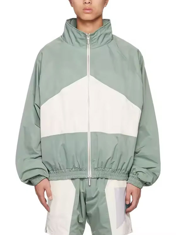 Men's Colorblock Nylon Windbreaker Sports Jacket Two Piece Set