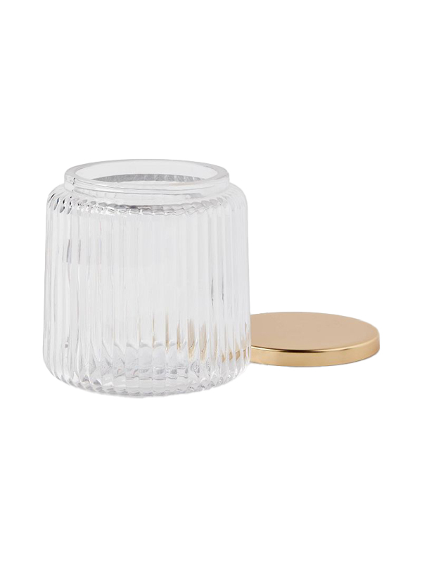 Ribbed glass canister clear