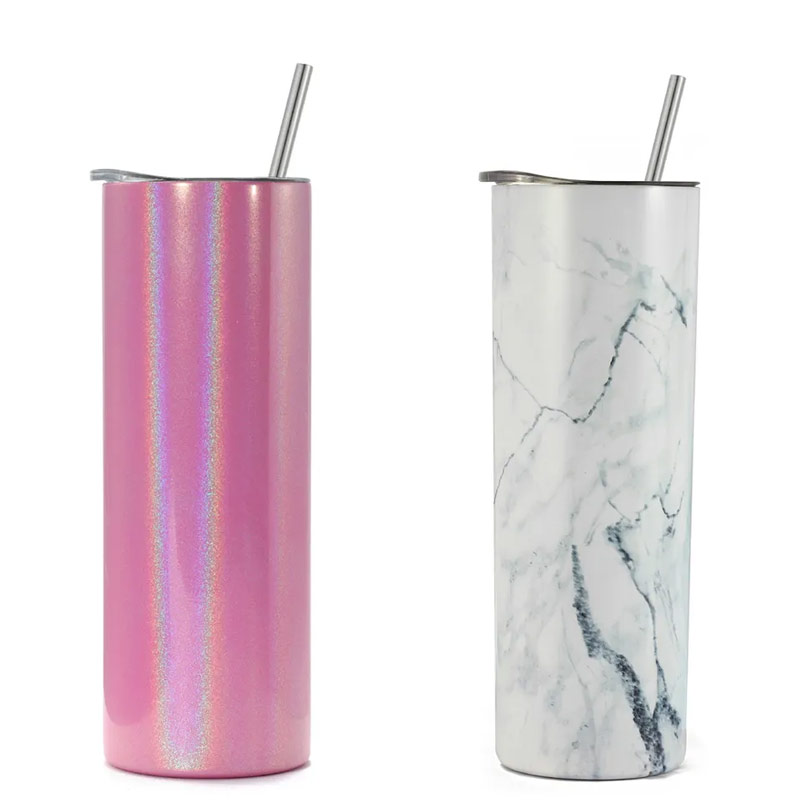 Stainless steel glitter double wall custom sublimation tumbler with lid and straw RS-1019 glam camp