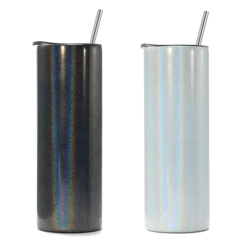 Stainless steel glitter double wall custom sublimation tumbler with lid and straw RS-1019 glam camp