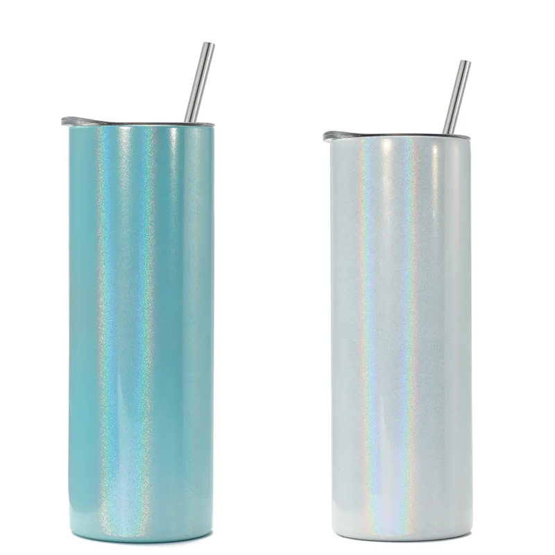 Stainless steel glitter double wall custom sublimation tumbler with lid and straw RS-1019 glam camp