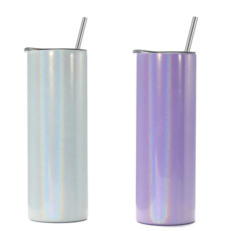 Stainless steel glitter double wall custom sublimation tumbler with lid and straw RS-1019 glam camp