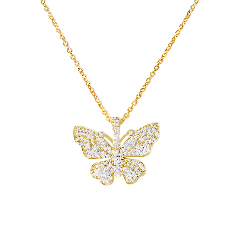 Zirconium copper butterfly necklace