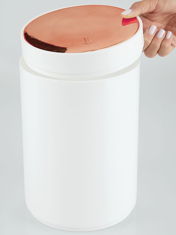 Plastic small round trash can wastepaper basket with screw cap