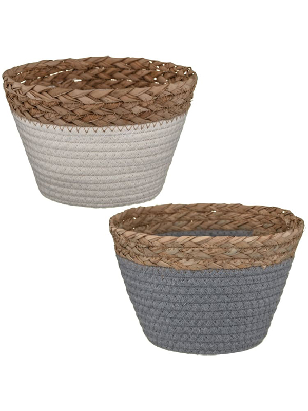Mini cotton wicker basket - grey