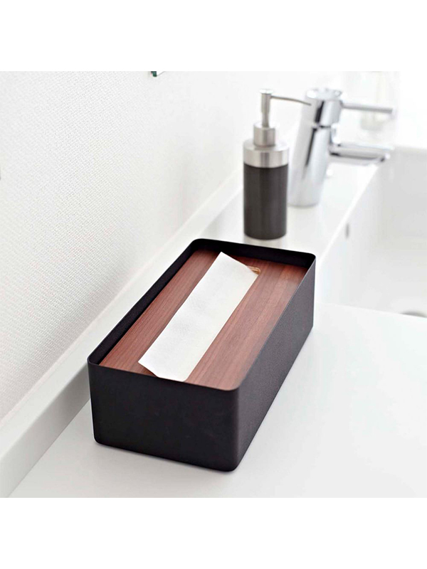 Yamazaki wood-topped tissue box cover