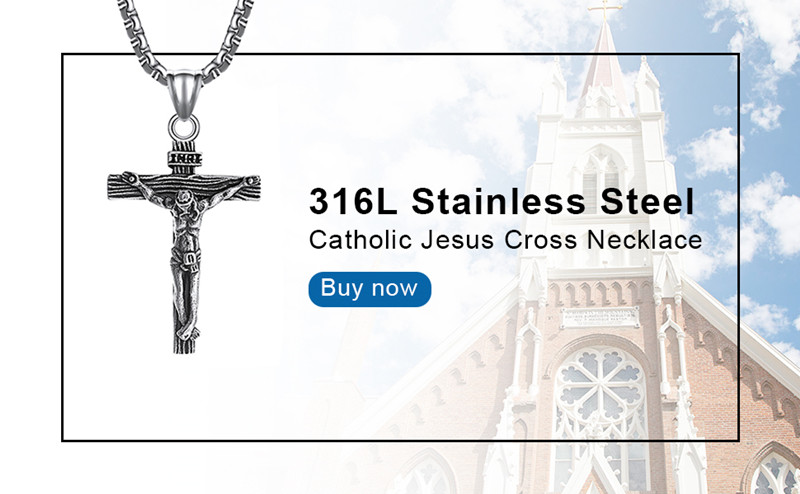  Silver Men’s Catholic Cross Necklace