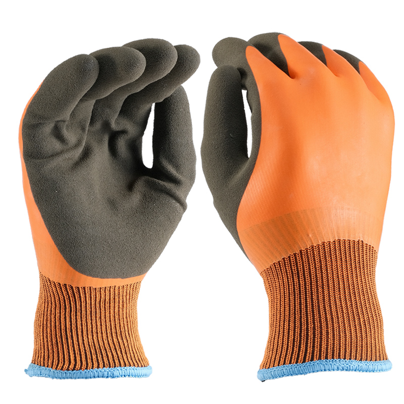 15G nylon gloves | Double latex coated gloves | Acrylic terry lining gloves