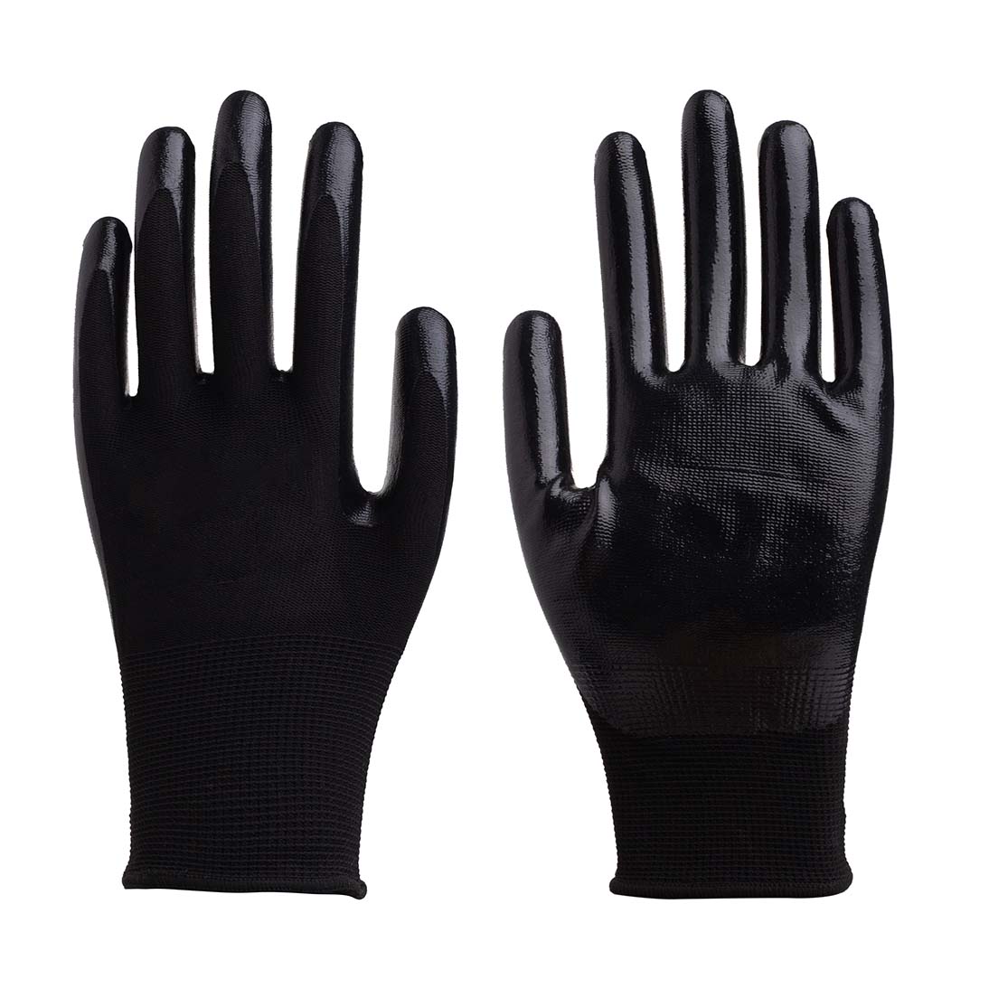 13G polyester glove smooth nitrile palm coated in black