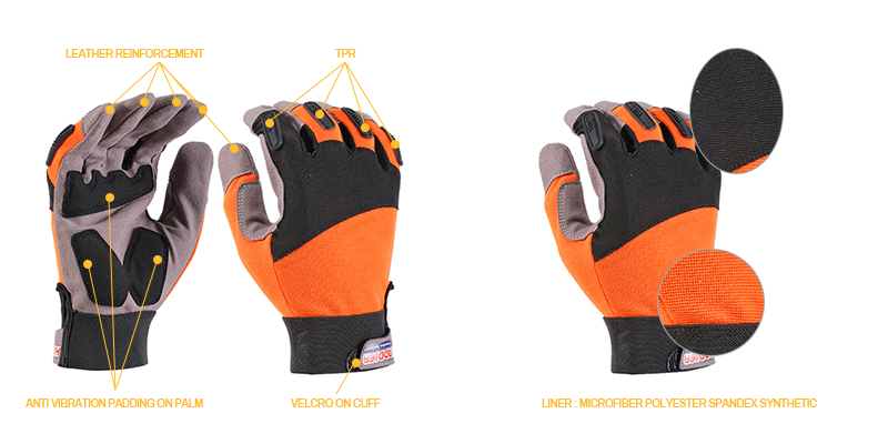 Leather mechanics gloves | Anti-vibration work gloves | Work gloves