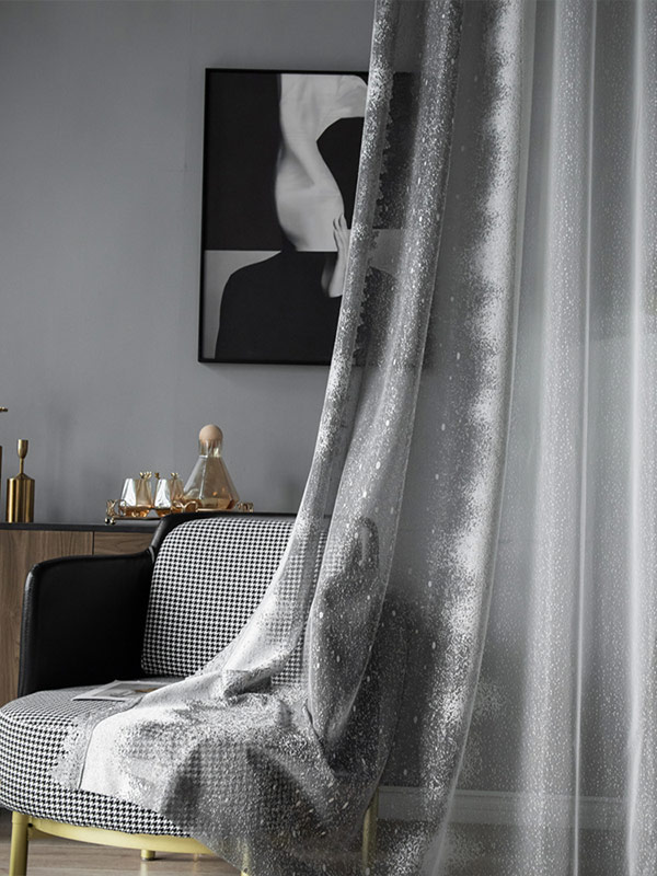 Gray tulle curtains
