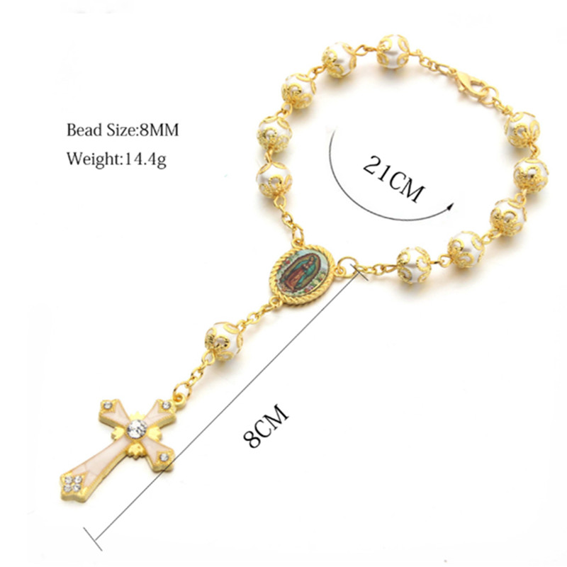 8mm glass pearl rosary beads car rearview bracelet