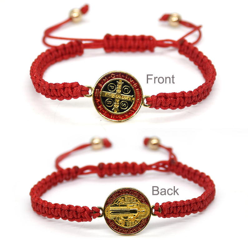 Knot Cord Bracelet with St.Benedict Medal