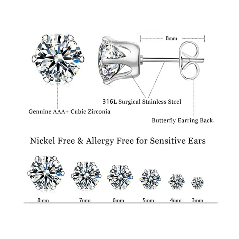 3-8mm Zircon Diamond Earrings