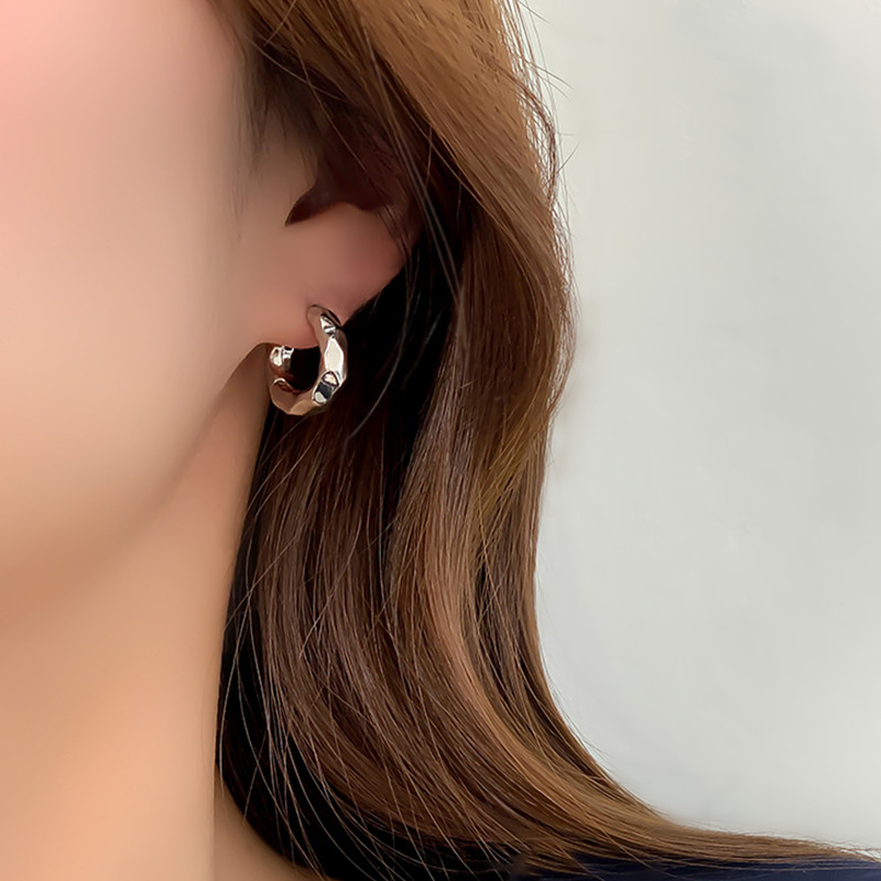 18K Gold/ White Gold Metal Copper Hoop Earrings 