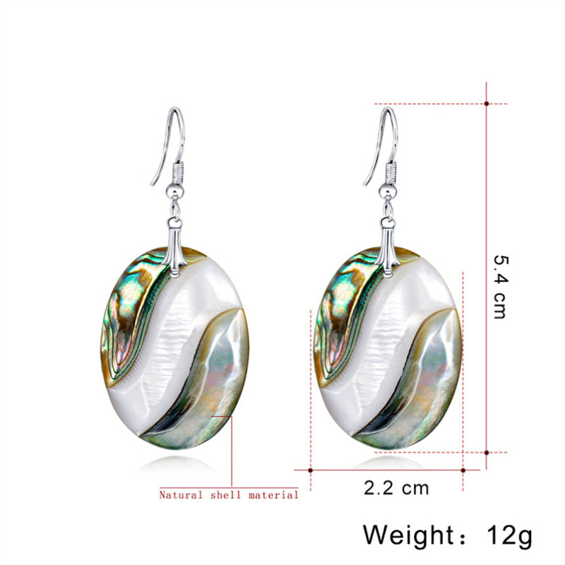 Paua and white Shell Oval Pendant Earrings   