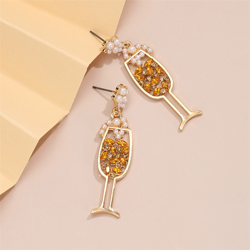 Champagne Gold  Cocktail Glass Dangle Earrings
