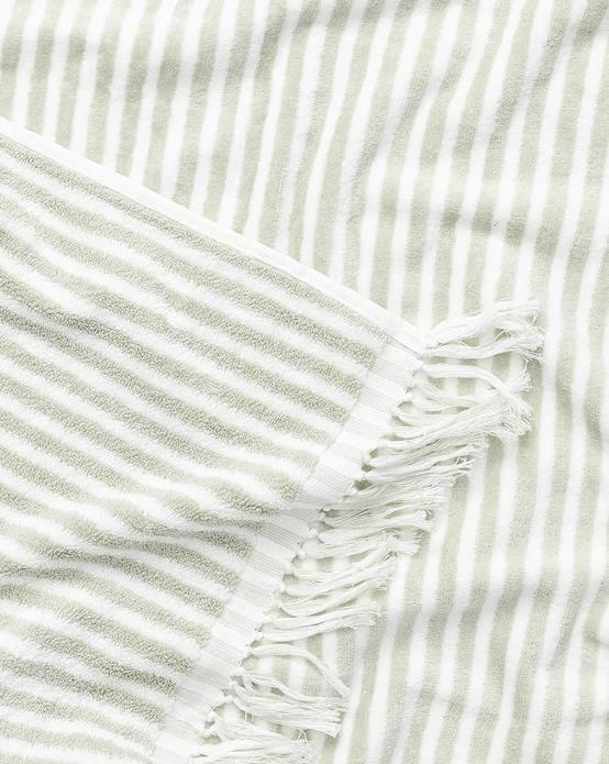 Sage striped beach towel