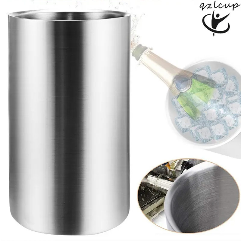 Custom stainless steel double wall insulation beer cooler ice bucket glam camp