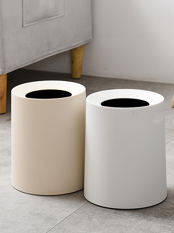 Round double-layer trash can without lid