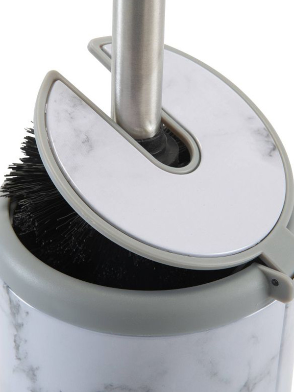 Toilet brush with self closing lid