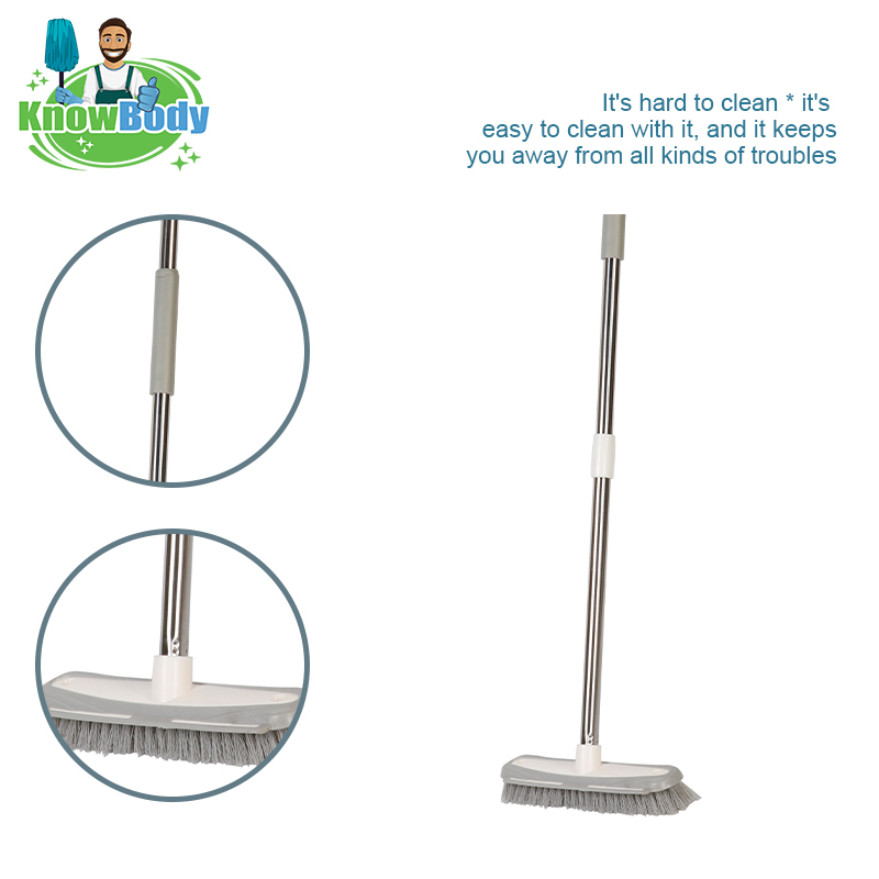 Scrub brush cleaner with bamboo grip