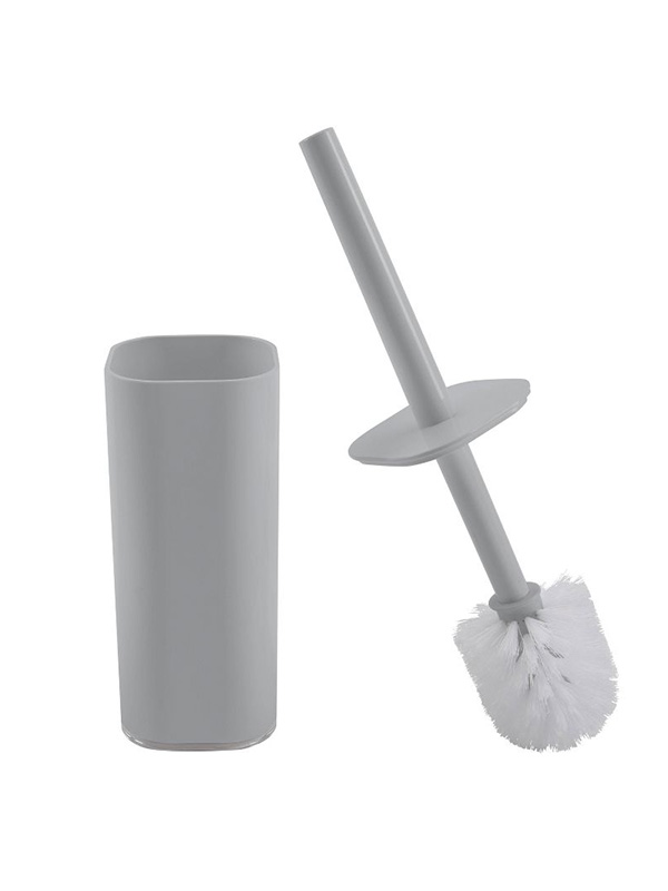 Acrylic square with rounded edges toilet brush holder with lid gray