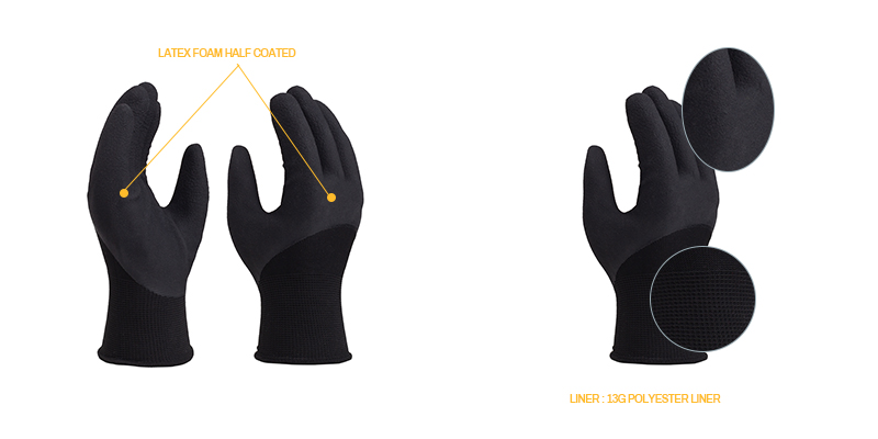 13G half coated gloves | 13G latex gloves | 13G foam gloves