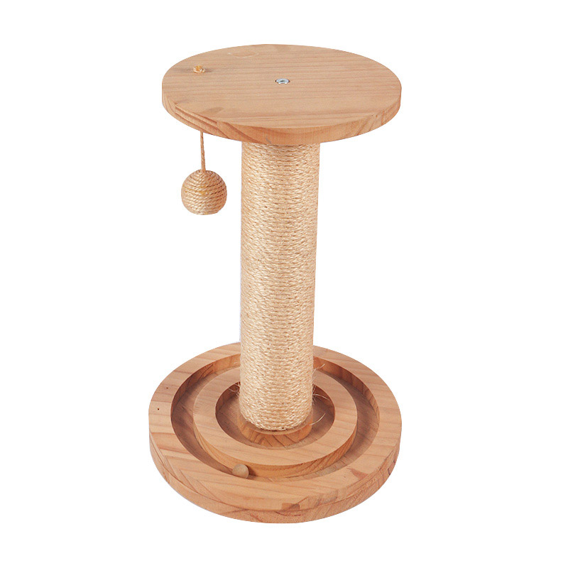 Solid wood cat toy sisal pole pet product