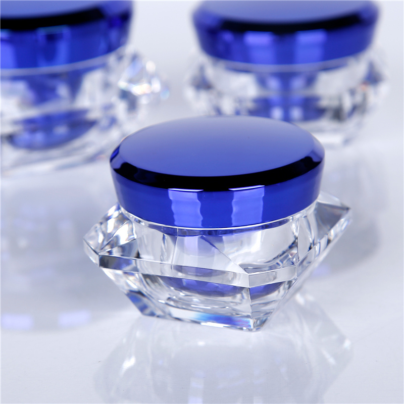 blue color cosmetic bottle jar