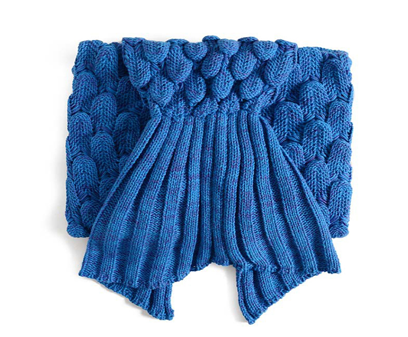 Blue woven super soft mermaid blanket 5