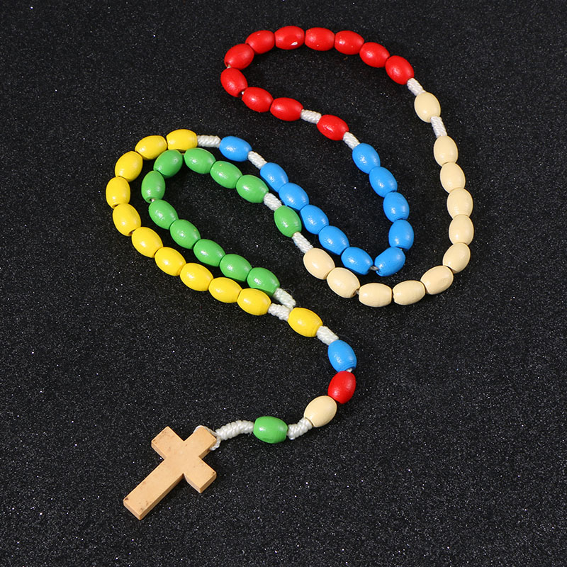 Colorful Wooden Bead Rosary Gift