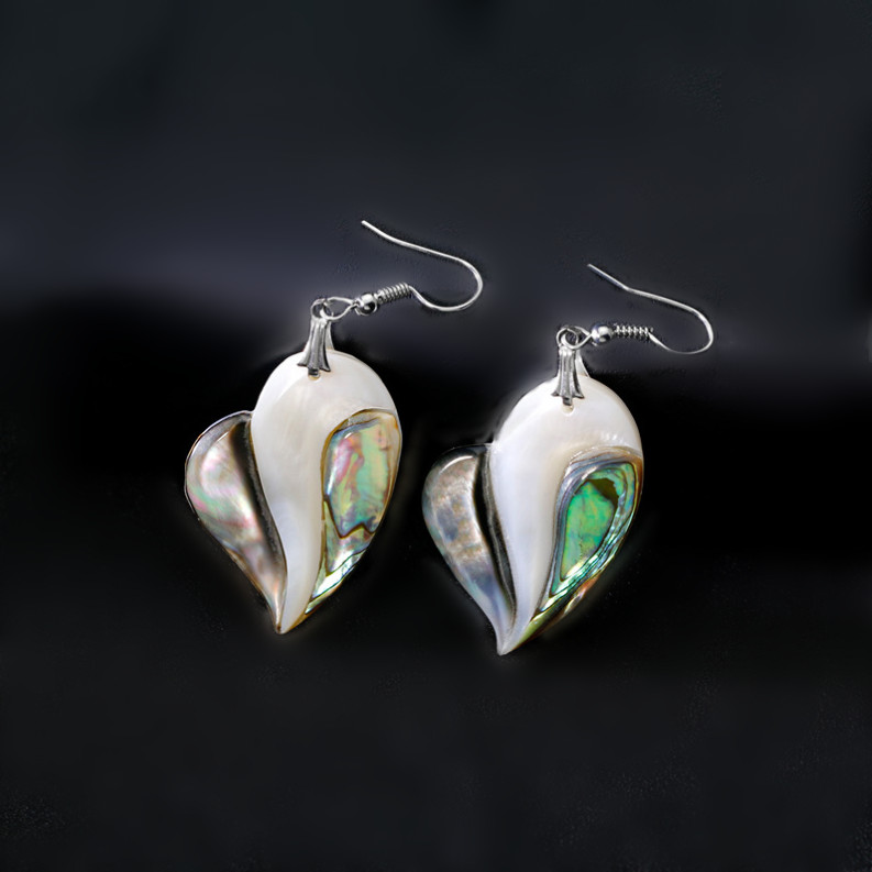 Paua and white shell Dangle Earrings