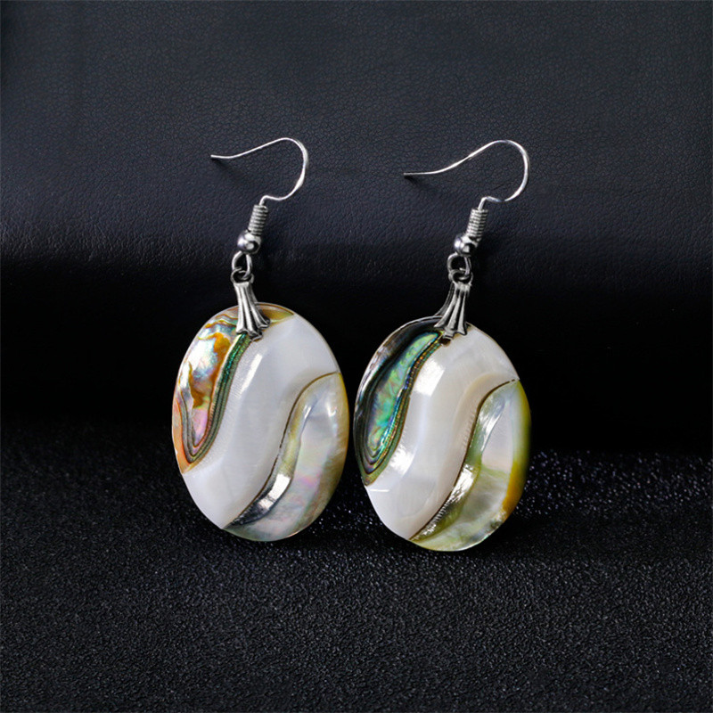 Mother of Pearl Natural Shell with Abalone Paua Earrings