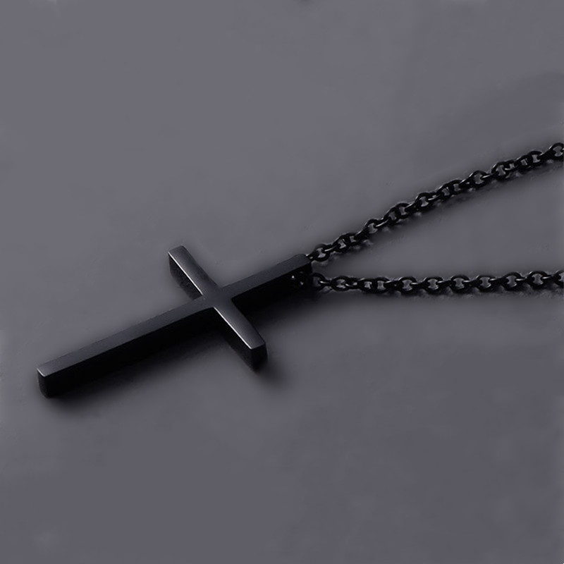 Mens Classic Cross Crucifix Pendant Necklace