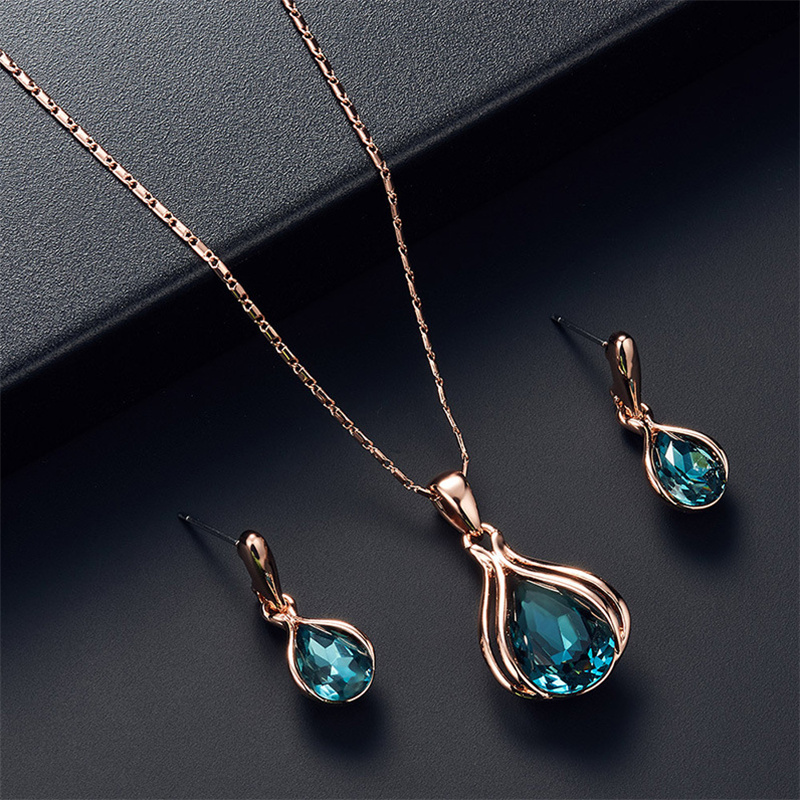crystal drop necklace earrings set