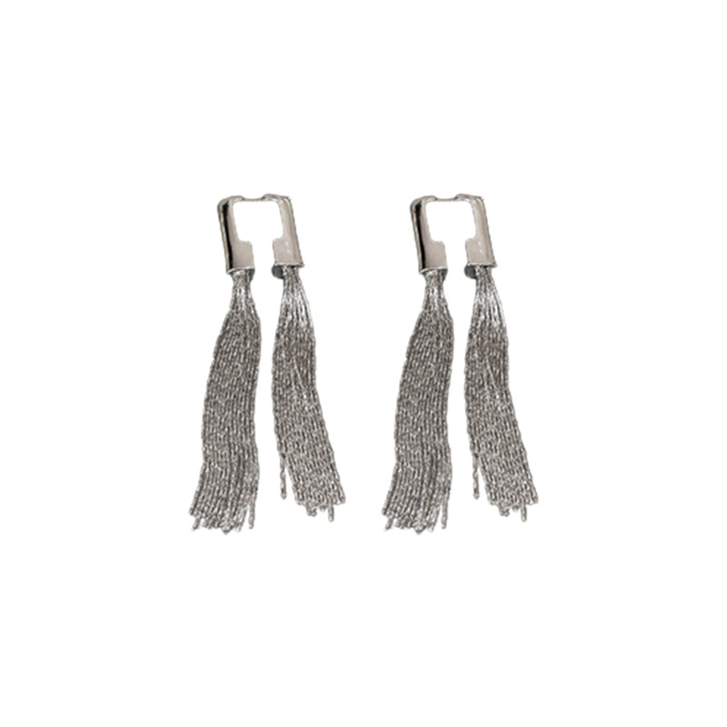 18K Gold/Silver Metal Chain Threader Earrings Fringe Drop Earrings