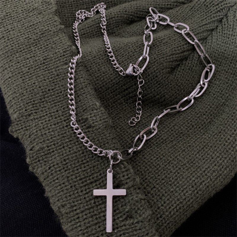 Stainless Steel Chain and Cross Pendant Necklace