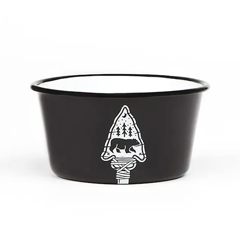 Custom round enamel metal popcorn fruit bowl decoration decal E02-0005 glam camp