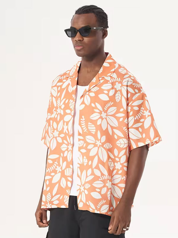 Hawaiian Floral Print Beachwear Men's Shirt