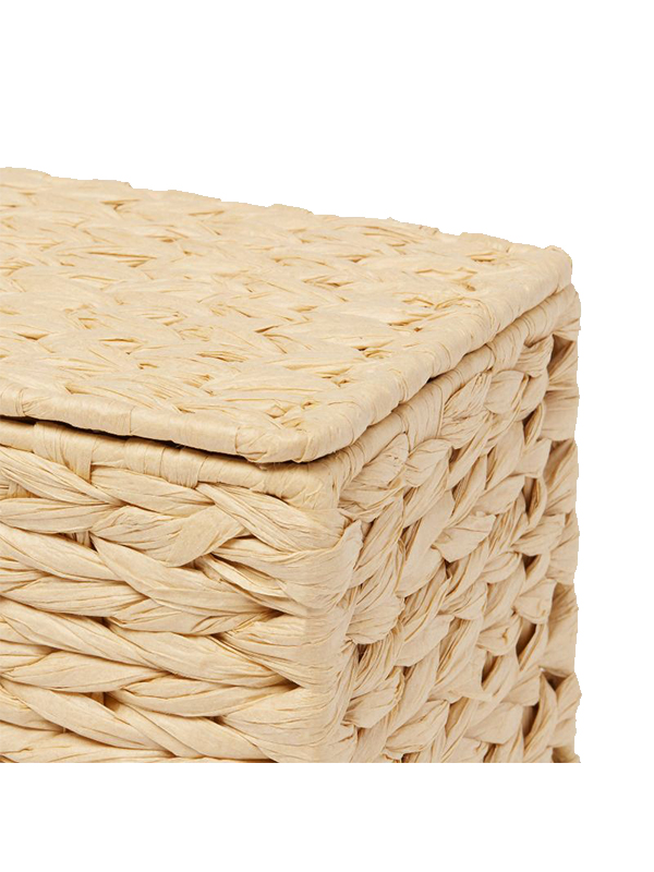 Woven basket with lid beige