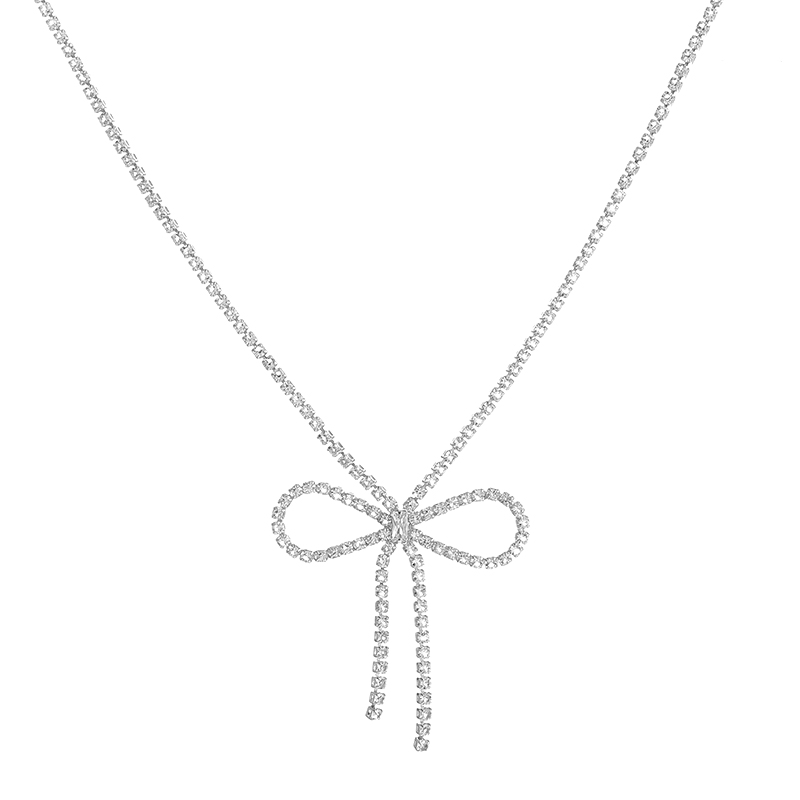 Diamond bow necklaces