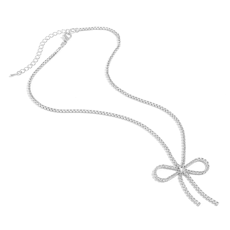Claw chain bow full diamond necklace