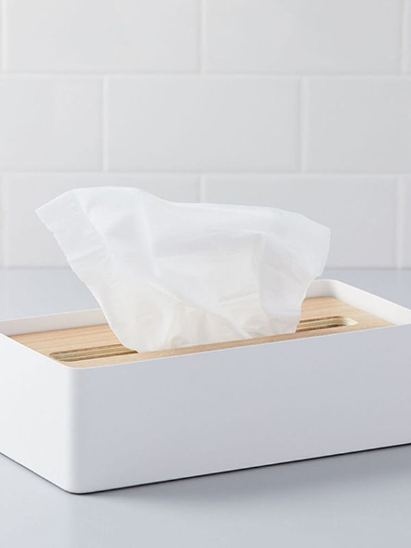 Yamazaki wood-topped tissue box cover