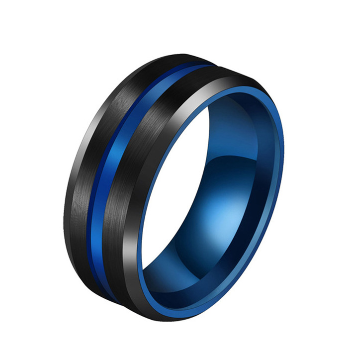 Groove Rings Black Blu Stainless Rings