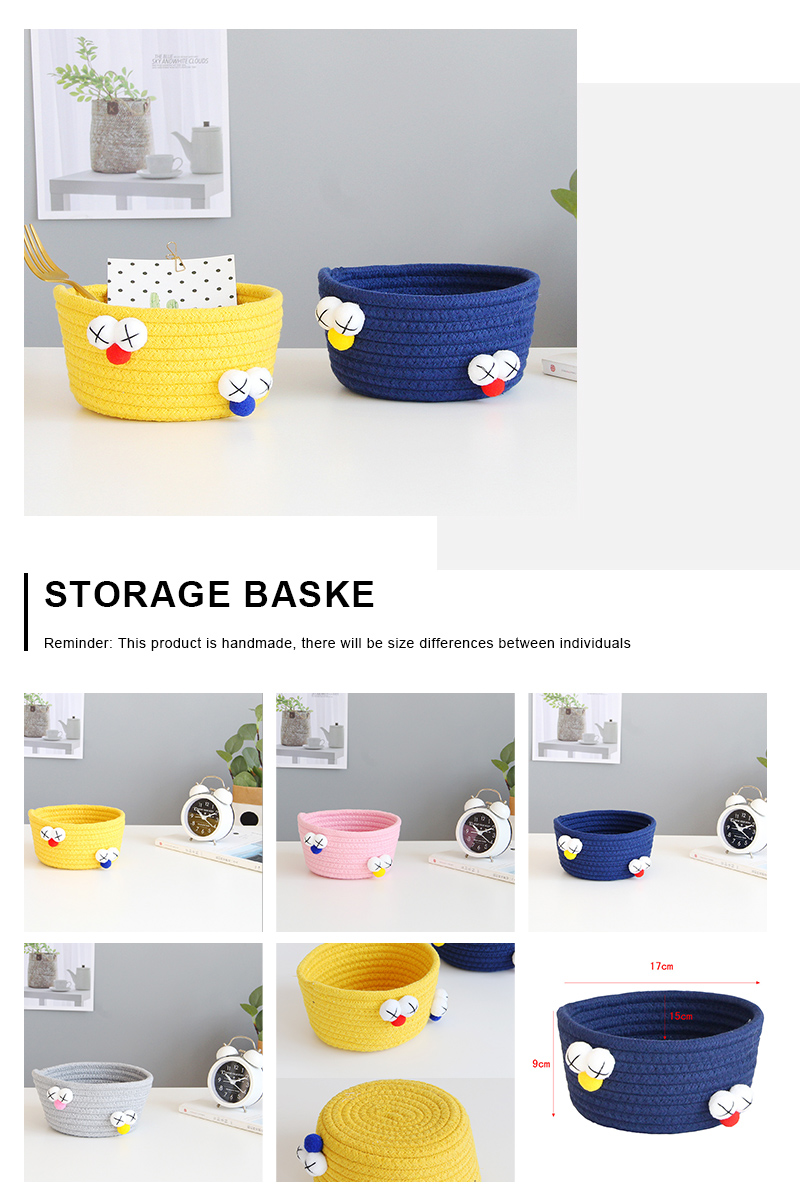 Linen Desktop Storage Basket | Cartoon Desktop Storage Basket | Desktop Storage Basket