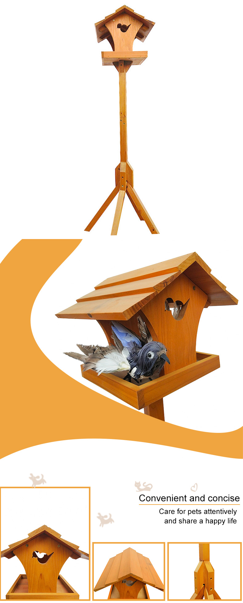 wooden outdoor floor bird feeder pet supplies