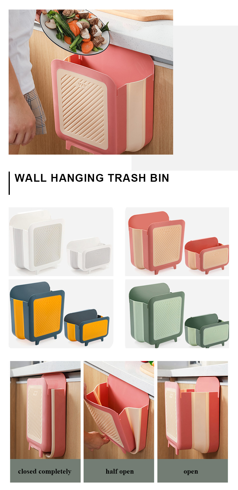 Big Capacity Folding Trash Can | Wall Hanging Folding Trash Can | Folding Trash Can